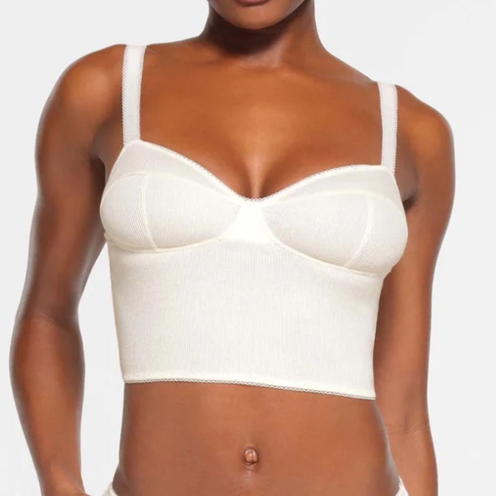 NWOT SKIMS Cotton Rib Picot Cropped Cami